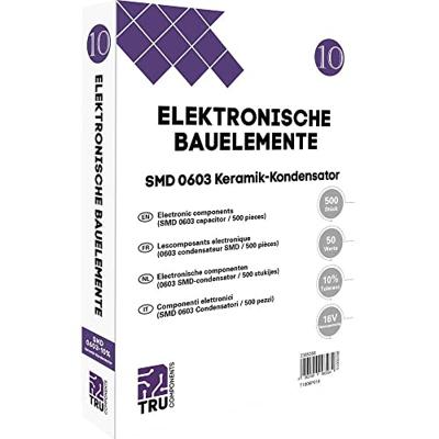 TRU COMPONENTS T1806P019 Keramische condensator assortiment SMD 0603 16 V 10 % (l x b) 1.6 mm x 0.8 mm 500 onderdelen Tape cut TRU COMPONENTS T1806P019 Keramische condensator assortiment SMD 0603 16 V 10 % (l x b) 1.6 mm x 0.8 mm 500 onderdelen Tape cut
