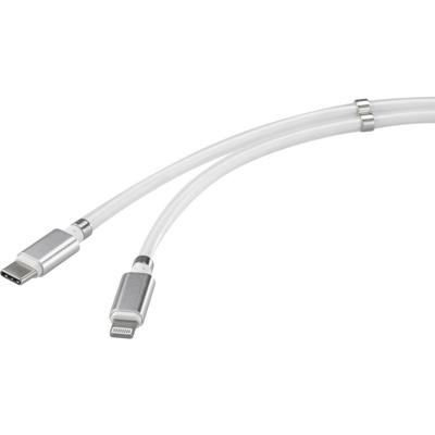 RENKFORCE USB 2.0 USB-C male kabel, Apple Lightning-stekker, 1.00 m, wit TO-6886779