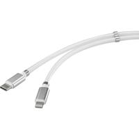 RENKFORCE USB 2.0 USB-C male kabel, Apple Lightning-stekker, 1.00 m, wit TO-6886779 - thumbnail