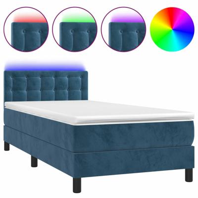 Boxspring met matras en LED fluweel donkerblauw 100x200 cm