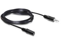 Delock 84002 Jackplug Audio Aansluitkabel [1x Jackplug male 3,5 mm - 1x Jackplug female 3,5 mm] 3 m Zwart - thumbnail