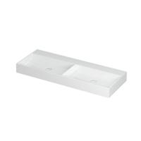 INK United Wastafel Porselein Dubbel Zonder Kraangat incl. Porseleinen Click Plug en Verborgen Overloop Systeem - 1200x450x110 mm - Glans Wit - thumbnail
