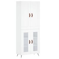 Hoge kast 69,5x34x180 cm bewerkt hout wit - thumbnail