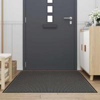 Deurmat 115x200 cm streep zwart en grijs - thumbnail