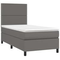 Boxspring met matras en LED kunstleer grijs 120x190 cm - thumbnail