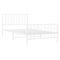 Bedframe met hoofd- en voeteneinde metaal wit 107x203 cm - thumbnail