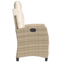 Tuinstoel verstelbaar met voetensteun poly rattan beige - thumbnail