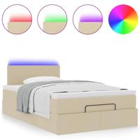 Ottoman bed met matras en LED's 120x200cm stof crèmekleurig - thumbnail
