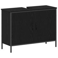 4-delige Badkamermeubelset Zwart Eiken Engineered Hout - thumbnail