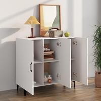 Dressoir 90x34x80 cm bewerkt hout wit - thumbnail