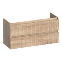 Brauer Joy Wavy - Onderkast Ondiep - 100 cm - met 2 Softclose Lades Greeploos en 1 Sifon Uitsparing - Forest Wheat - thumbnail