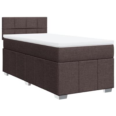 Boxspring met matras stof donkerbruin 200x200 cm - thumbnail