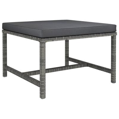 5-delige Loungeset met kussens poly rattan grijs - thumbnail