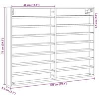 Vitrinekast 100x8,5x75 cm bewerkt hout betongrijs - thumbnail