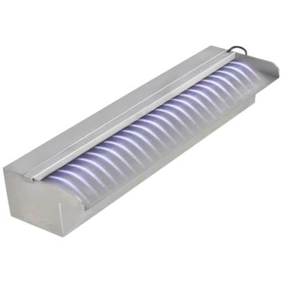VidaXL Zwembadwaterval met led's rechthoekig 45 cm roestvrij staal