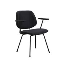 LABEL51 Eetkamerstoel Gastron - Zwart - Fluweel - Zwart Metalen Frame - thumbnail