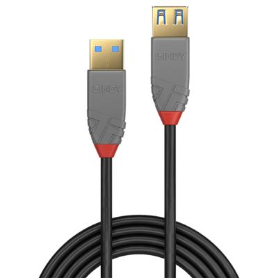 LINDY 36761 1 m USB 3.0 Type A verlengkabel, antraciet