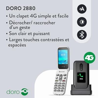 Doro 2880 - Eenvoudige Senioren Klaptelefoon Met Extern Display - 4G - Zwart/Wit Doro 2880 - Eenvoudige Senioren Klaptelefoon Met Extern Display - 4G - Zwart/Wit