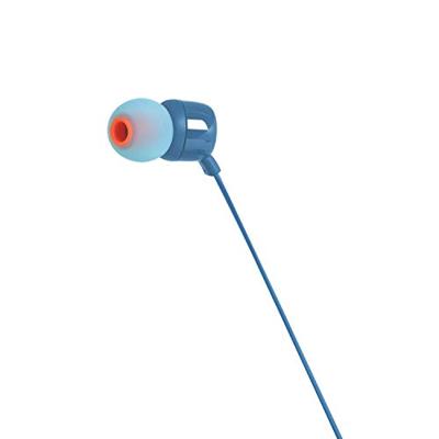 JBL Tune 110 In-ear hoofdtelefoon met knoopvrije platte bandkabel en microfoon in blauw - voor grenzeloos muziekgenot met de Pure Bass Sound technologie