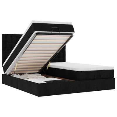 Ottoman bed met matrassen en LED's 160x200cm stof zwart - thumbnail