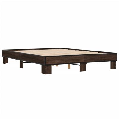 Bedframe bewerkt hout metaal bruin eikenkleur 150x200 cm