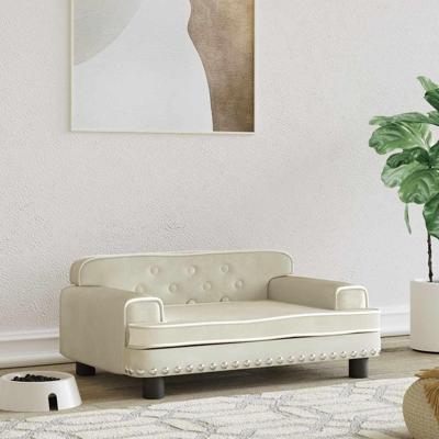Hondenmand 70x45x30 cm fluweel crmekleurig