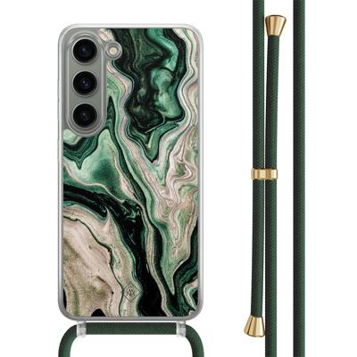 Samsung Galaxy S23 hoesje met groen koord - Green waves