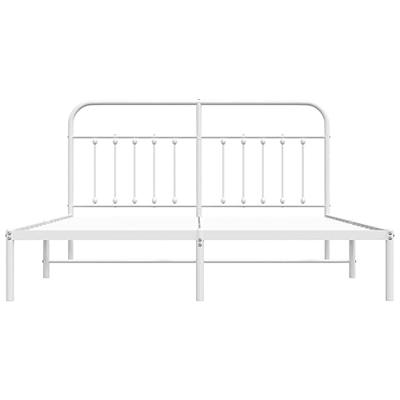 Bedframe met hoofdbord metaal wit 160x200 cm