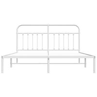 Bedframe met hoofdbord metaal wit 160x200 cm - thumbnail