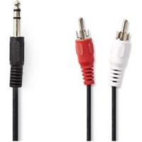 Stereo-Audiokabel | 6,35 mm Male - 2x RCA Male | 2,0 m | Zwart - thumbnail