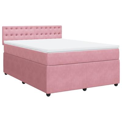 Boxspring met matras fluweel roze 160x200 cm
