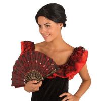 Waaier Spaans Pailletten Rood/Zwart - thumbnail