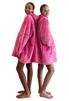 Draagbare deken met capuchon & mouwen - kind - roze - thumbnail