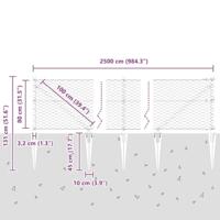 VidaXL Afrasteringspaal zilver 25 x 0,8 m (36 mm gaas) staal - thumbnail