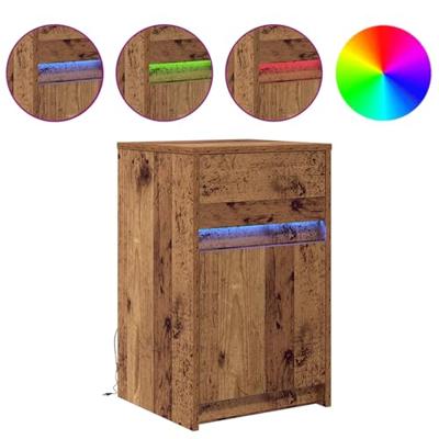 LED Bedside Kast 2 pcs Oud hout 38 x 34 x 61 cm Spaanplaat LED Bedside Kast 2 pcs Oud hout 38 x 34 x 61 cm Spaanplaat
