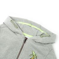 Kindervest met capuchon en rits 128 gemleerd lichtkaki - thumbnail