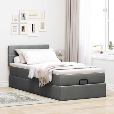 Ottoman bed met matras 90x190cm stof donkergrijs