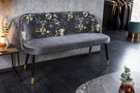Design bank PRET-A-PORTER grijs fluweel bloemmotief en gouden voetdoppen - 41707 - thumbnail