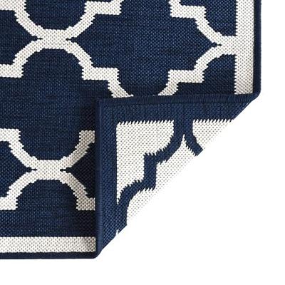 VidaXL Buitenkleed omkeerbaar 80x250 cm marineblauw en wit