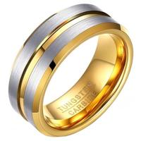 Heren ring Wolfraam Verguld Zilver Goud 8mm-20mm - thumbnail