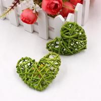 5 stuks 6cm kunstmatige stro bal DIY decoratie rotan hart Christmas decor Home ornament (groen) - thumbnail