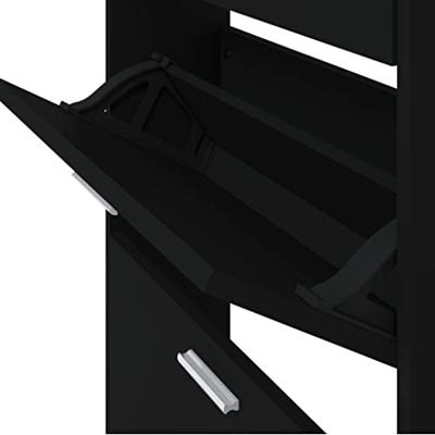 VidaXL Schoenenkast 59x17x169 cm bewerkt hout zwart VidaXL Schoenenkast 59x17x169 cm bewerkt hout zwart
