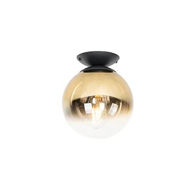 QAZQA Art deco plafondlamp zwart met goud glas - pallon