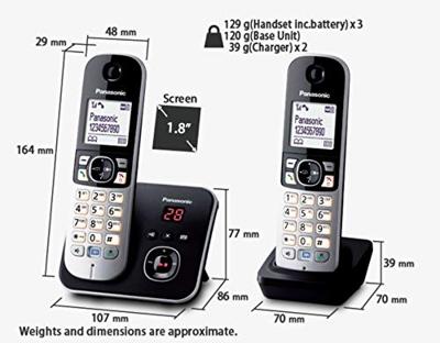 PANASONIC Dect residentiële telefoon - TG6823 - Trio met antwoordapparaat - Zilver en zwart PANASONIC Dect residentiële telefoon - TG6823 - Trio met antwoordapparaat - Zilver en zwart