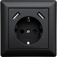 LEDmaxx USB1002 1-voudig Stopcontact (onderbouw) Met USB, Aanraakbeveiliging Zwart - thumbnail
