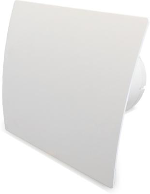 Whisper Pro-design Badkamerventilator - Ø100mm - Met Nalooptimer + Vochtsensor - Gebogen Kunststof - Wit - Zwarte Ventilator