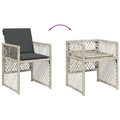 5-delige Tuinset met kussens poly rattan lichtgrijs