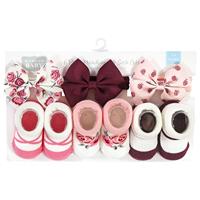 Hudson Baby Infant Girl Headband and Socks Giftset, Rose, One Size - thumbnail