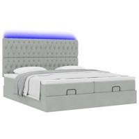 Ottoman bed met matrassen en LED's 180x200cm fluweel lichtgrijs - thumbnail
