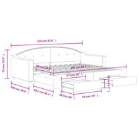 Slaapbank met onderschuifbed en lades 90x200 cm stof lichtgrijs - thumbnail